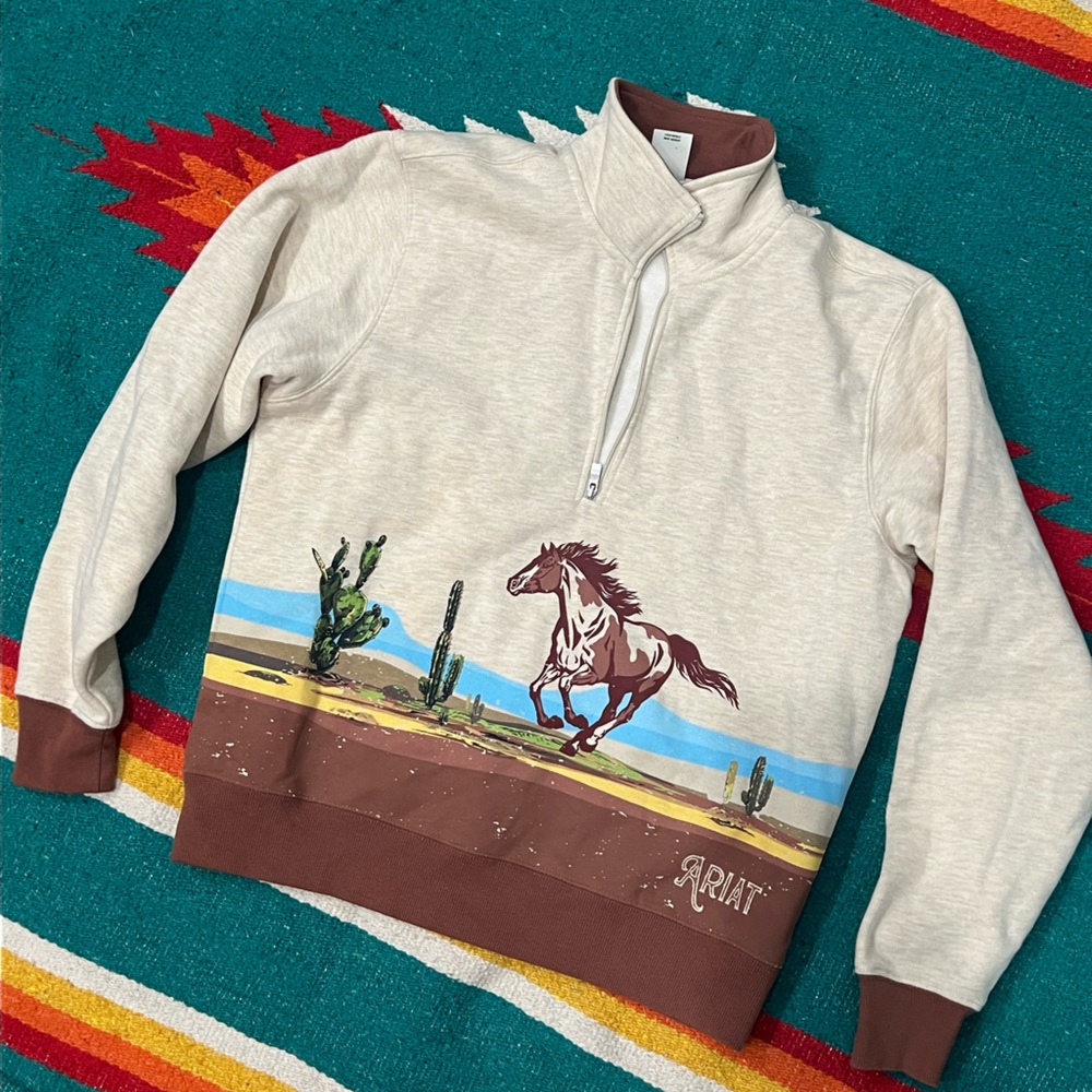 Ariat Men's Zip-Up Sweater with Horse Design